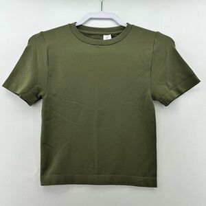 A New Day Women's Fitted Crew Neck Tee Olive Green Small Pre-owned‎